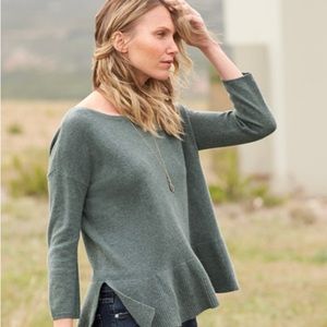 Sage Cashmere Vented Rib-Detail Sweater